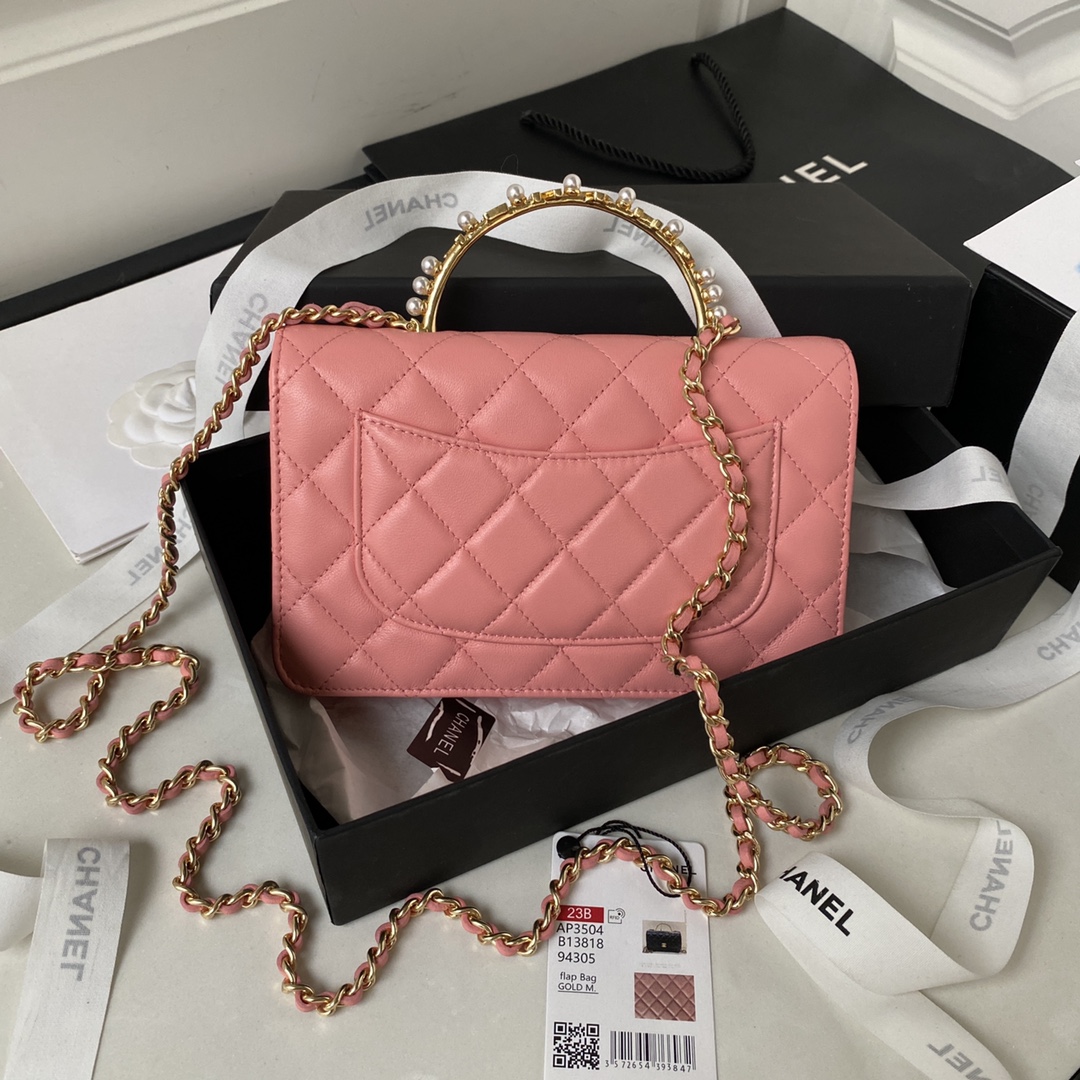 Lambskin Wallet On Chain Shoulder Bag AP3504 Pink